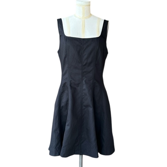 NEW MADEWELL Seamed Open Squareneck Mini Dress in Black Fit & Flare Size 12 - Picture 4 of 8